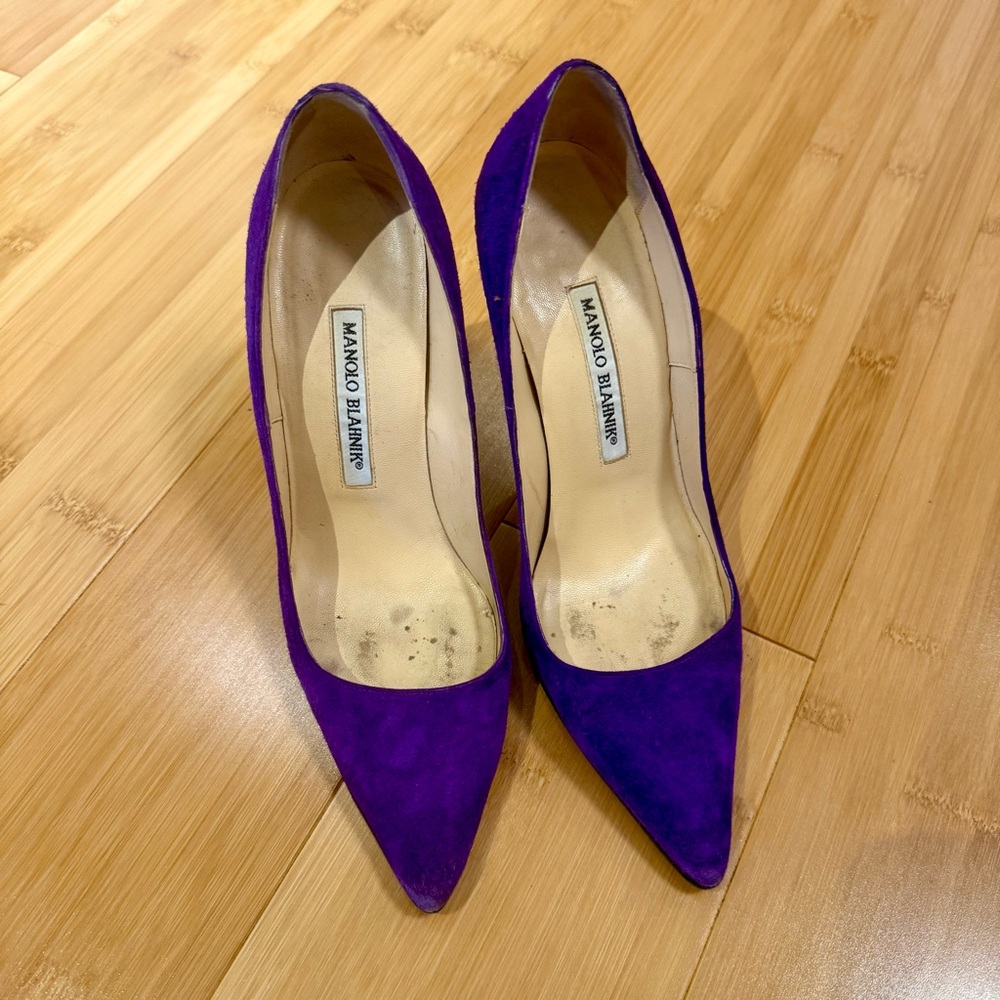 Manolo Blahnik Vibrant Suede Purple Heels Sz 36.5